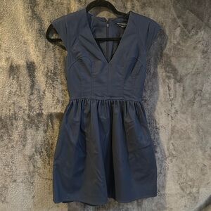 French Connection Blue Mini Dress with V-neck and Flutter Sleeves for Night Out